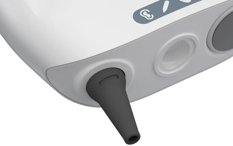 Otoscope image of the ear canal on the doctor's screen